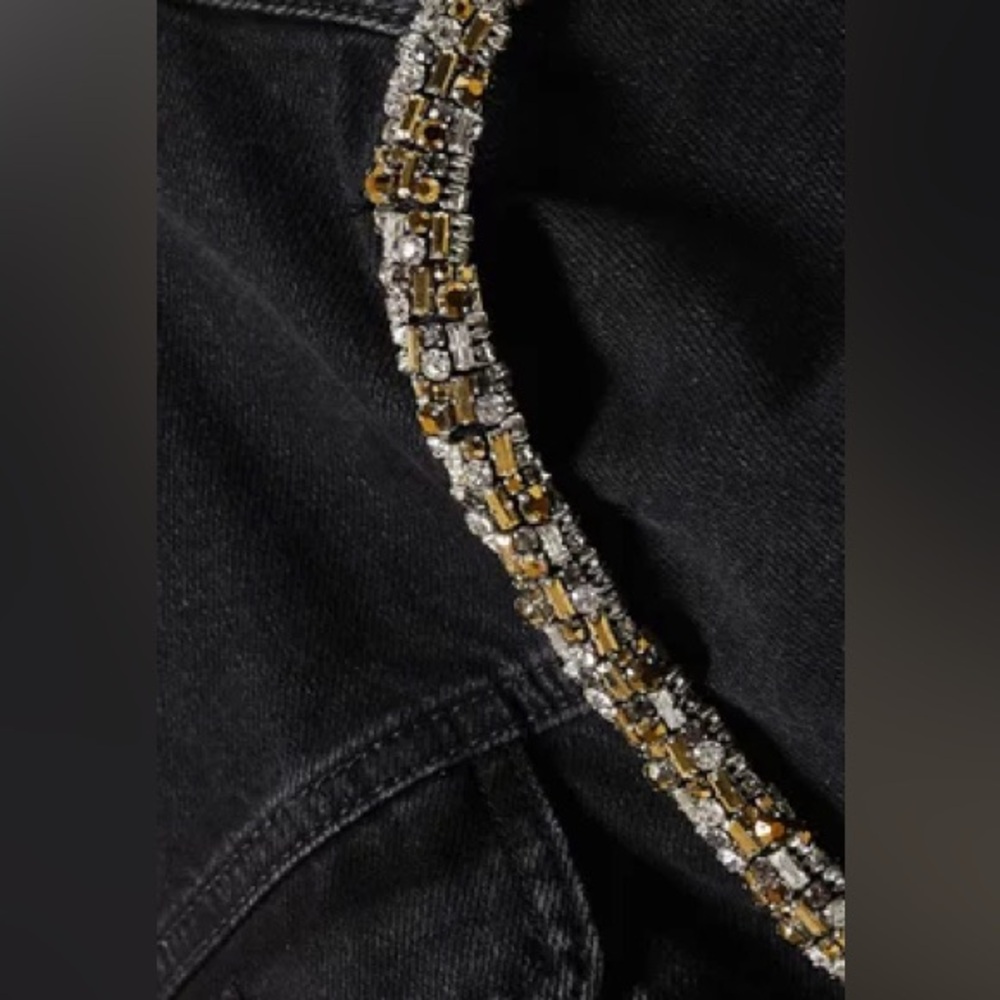 Elegant Black Jean Jacket with Gold Detailing - Picture 7 of 10